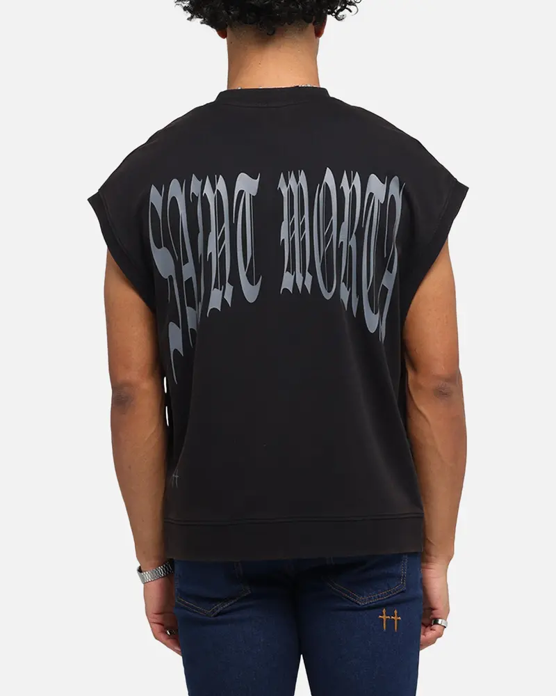Saint Morta Vill Park Cut Off Sweater Vintage Black 1