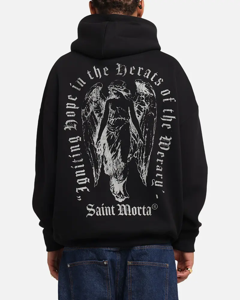 Saint Morta Weiry Hearts Boxy Hoodie Black 1