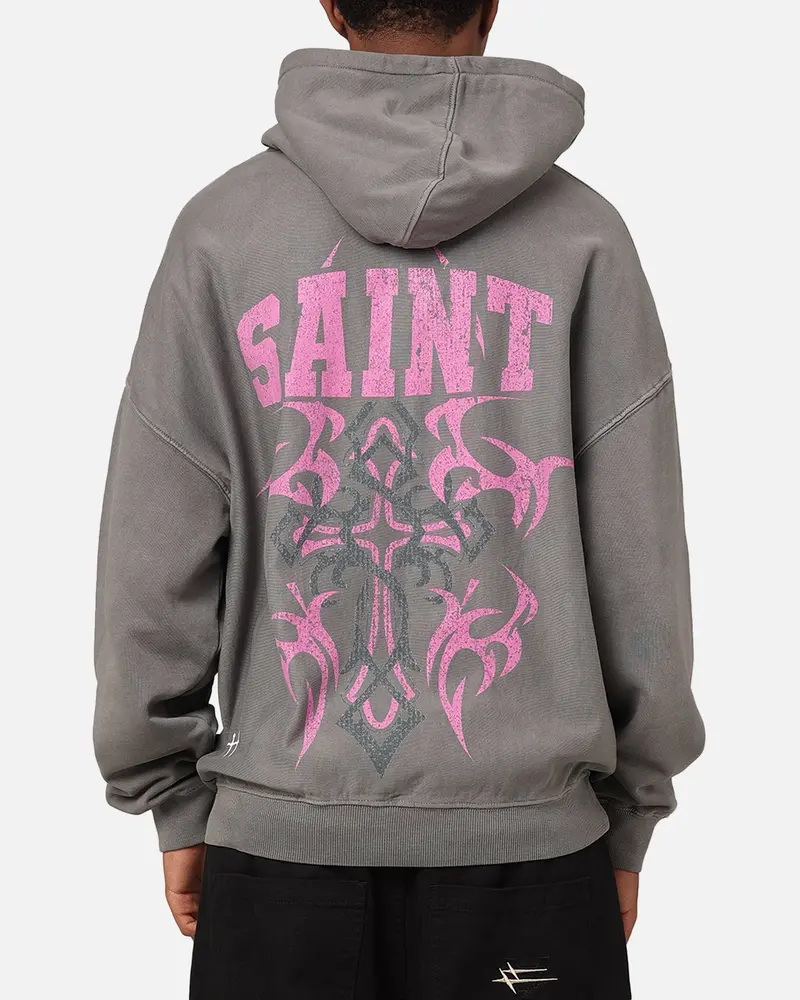 Saint Morta Wraith Crucifix Hoodie Washed Charcoal 1