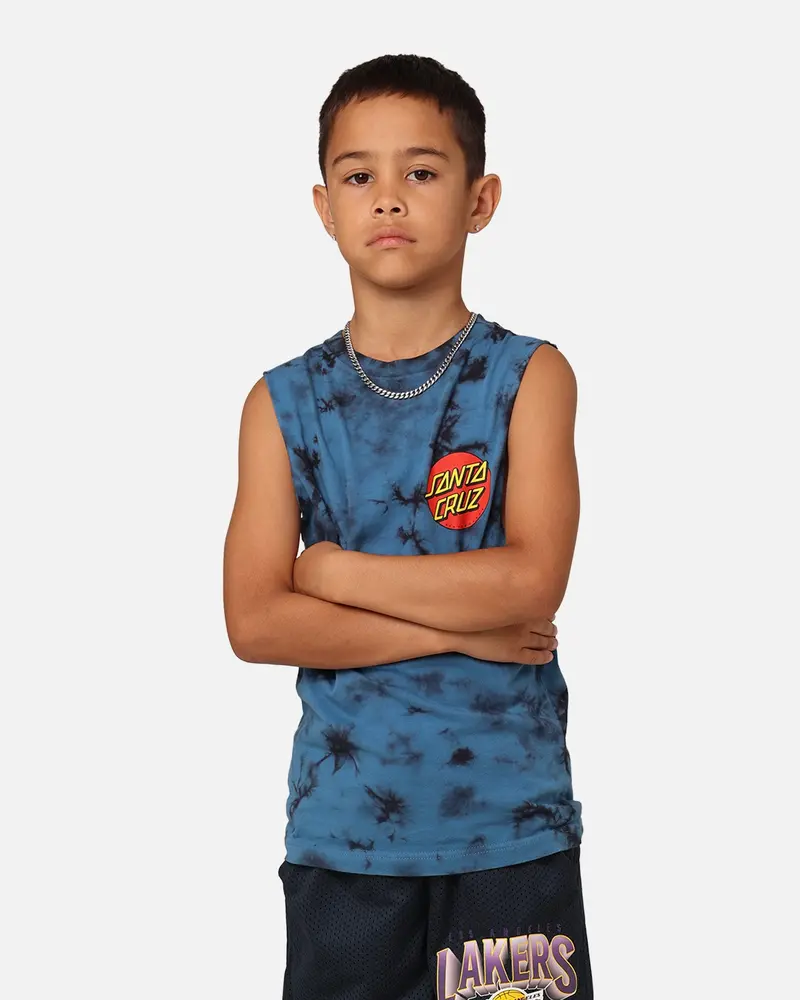 Santa Cruz Kids' Beware Dot Tie Dye Muscle T-Shirt Blue Tie Dye 1