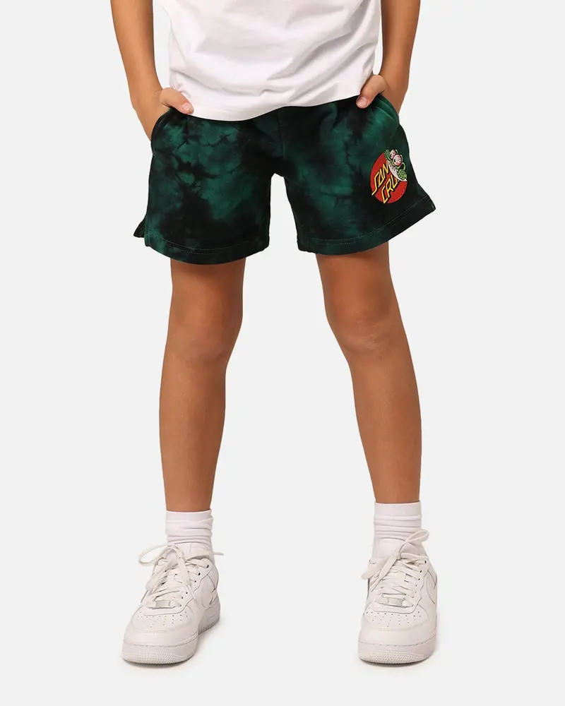 Santa Cruz Kids' Beware Dot Tie Dye Track Shorts Green Tie Dye 1