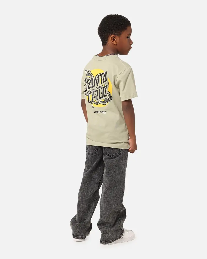 Santa Cruz Kid's Snake Dot Strip T-Shirt Light Green 1
