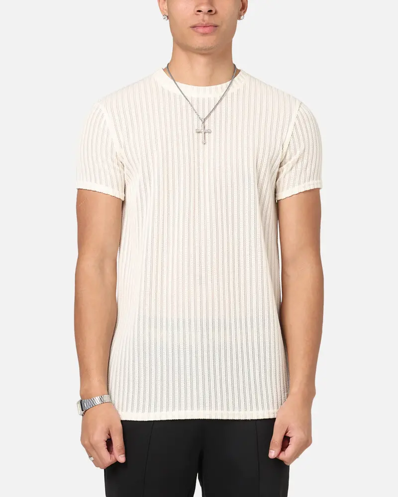Sik Silk Textured Muscle Fit T-Shirt White 1