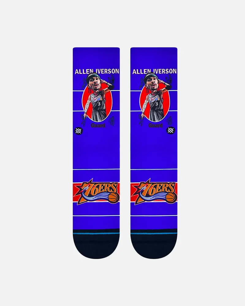Stance X Nba Philadelphia 76Ers Allen Iverson Retro Bighead Crewcut Socks Multi 1
