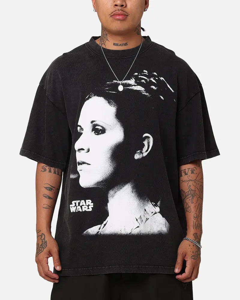 Star Wars Princess Leia Vintage T-Shirt Black Acidwash 1