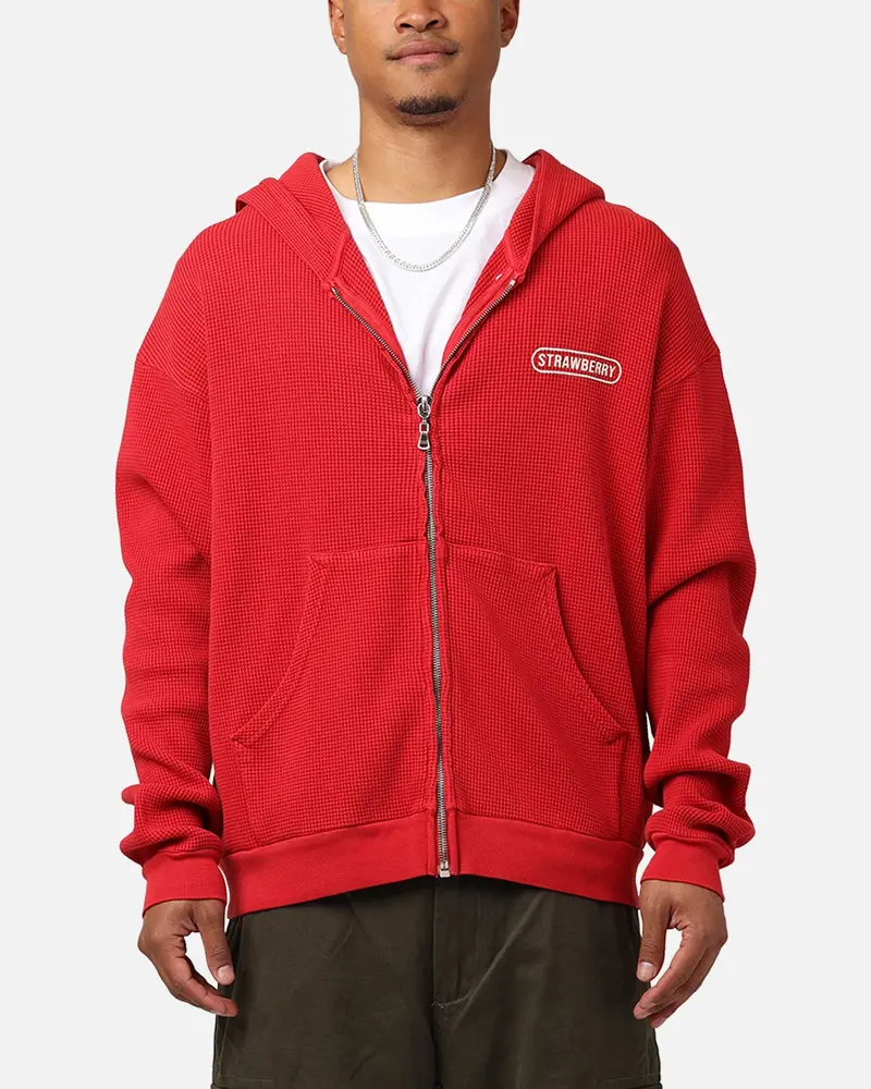 Strawberry Thermal Zip-Up Hoodie Red 1