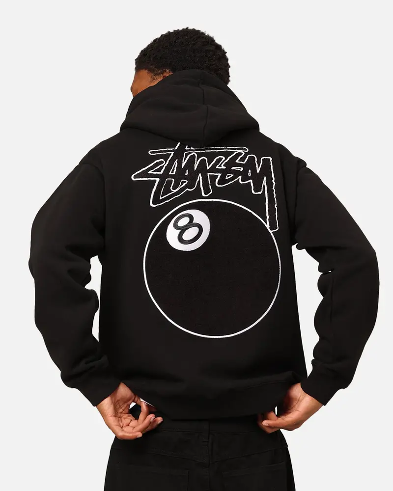 Stüssy 8 Ball Chenille Hoodie Black 1