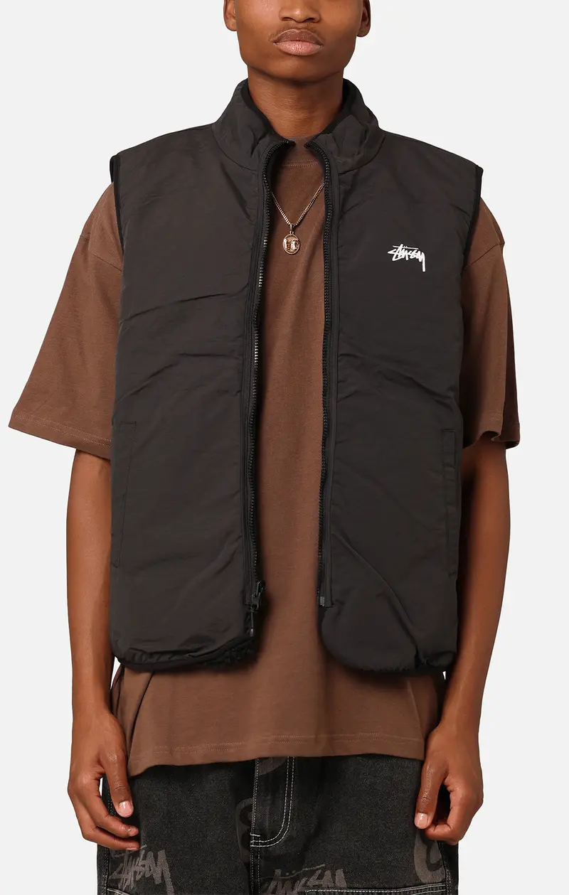 Stüssy 8 Ball Sherpa Reversible Vest Black 1