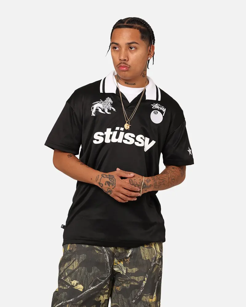 Stussy Football Polo Shirt Black 1