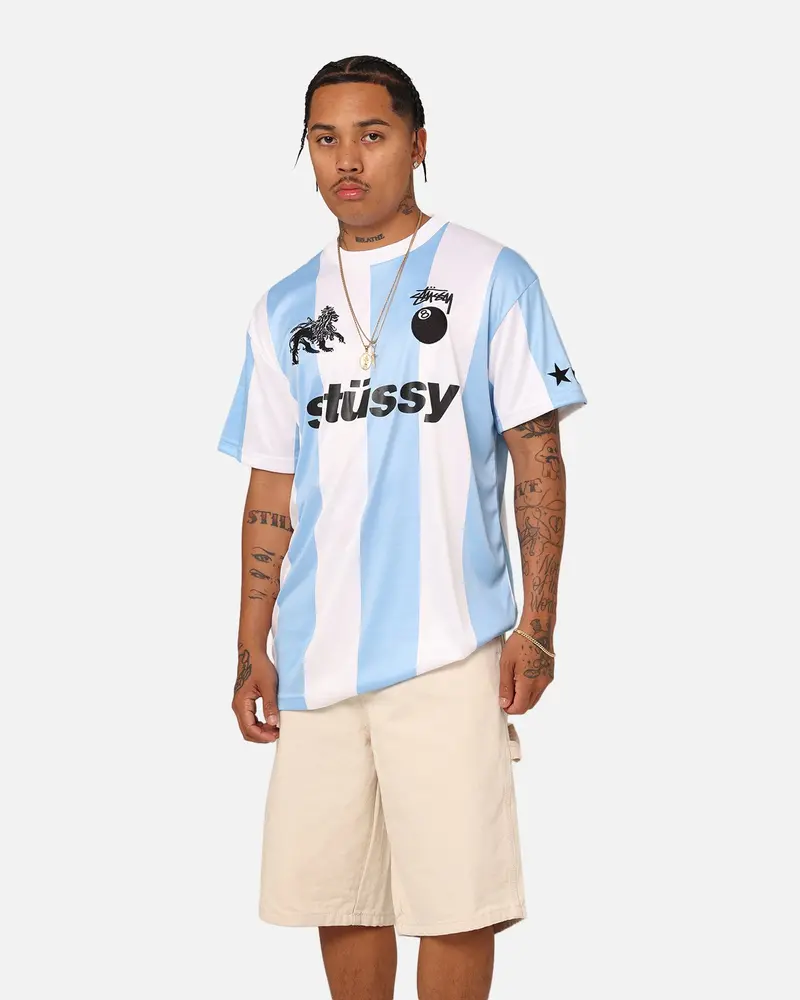 Stussy Football T-Shirt Blue/White 1