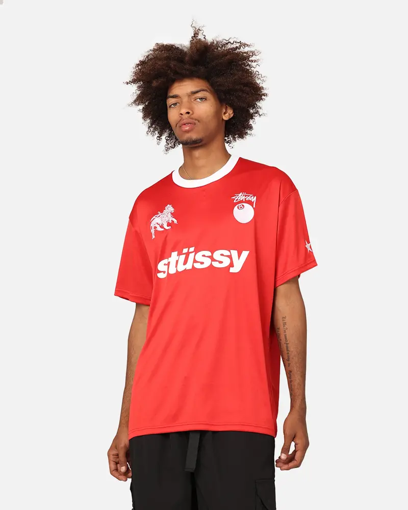 Stussy Football T-Shirt Red/White 1