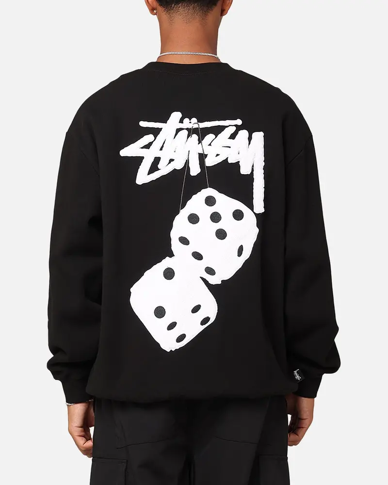 Stussy Fuzzy Dice Chenille Fleece Hoodie Black 1