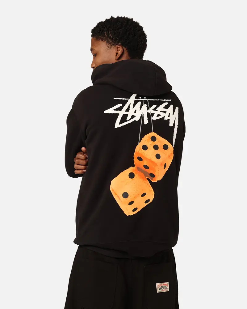 Stüssy Fuzzy Dice Fleece Hoodie Pigment Black 1