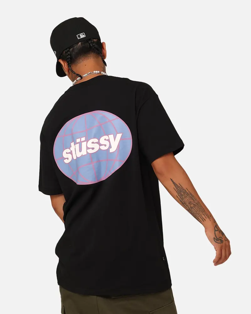 Stussy Italic Grid T-Shirt Black 1