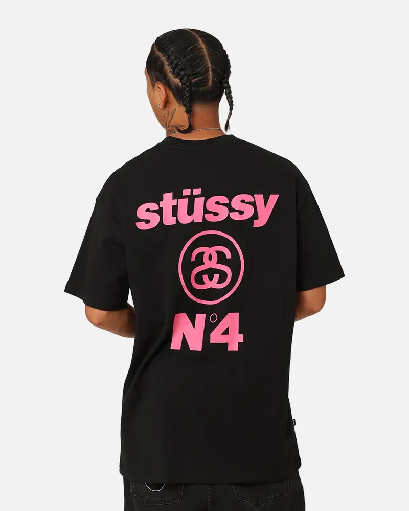 Stussy Italic No. 4 T-Shirt Black/Pink 1