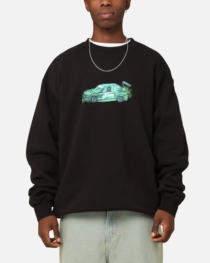 Stüssy Race Car Fleece Crewneck Pigment Black 1