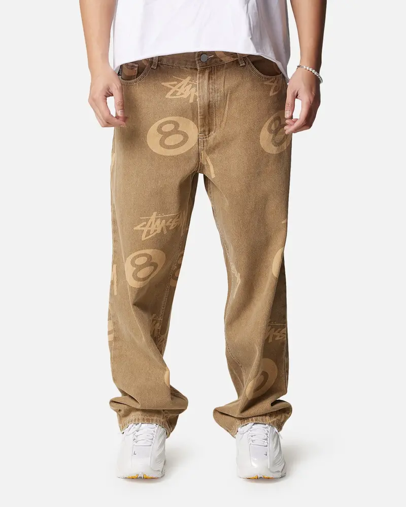 Stussy Stock 8 Ball Jeans Tan Denim 1