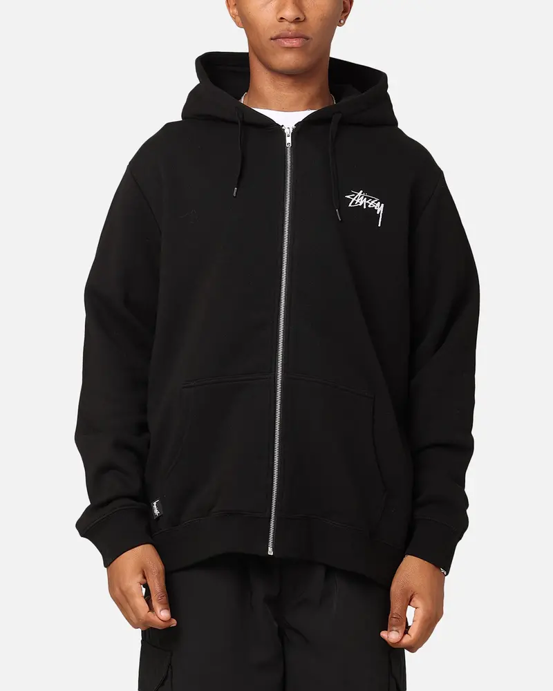 Stussy Stock Embroidery Full Zip Hoodie Black 1