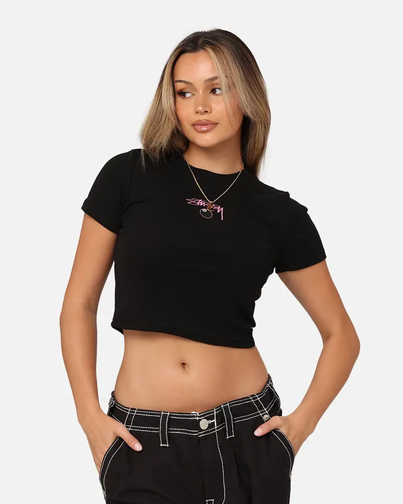 Stussy Women's 8 Ball Baby T-Shirt Black 1