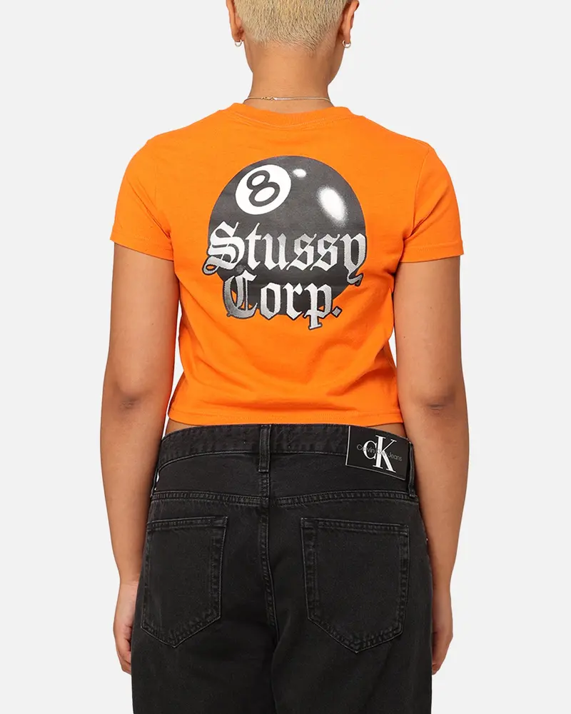 Stüssy Women's 8 Ball Corp Slim T-Shirt Coral 1