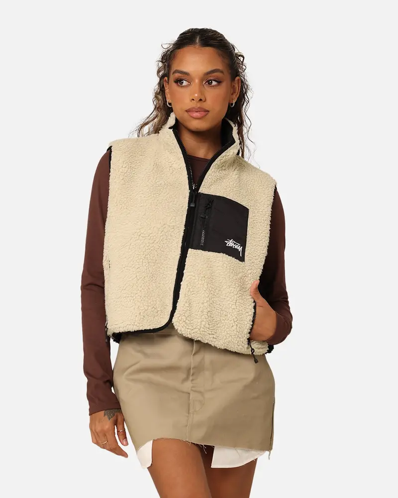 Stussy Women's 8 Ball Reversible Cropped Vest Black 1