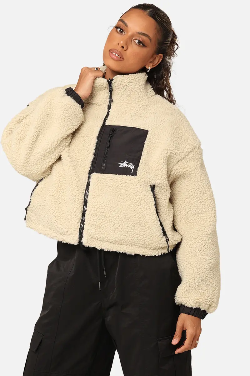 Stussy Women's 8 Ball Reversible Cropped Work Jacket Black 1