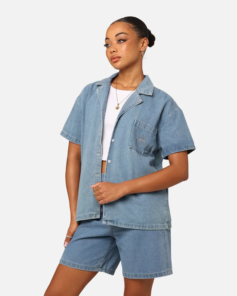 Stussy Women's Denim Oversized T-Shirt Mid Blue 1