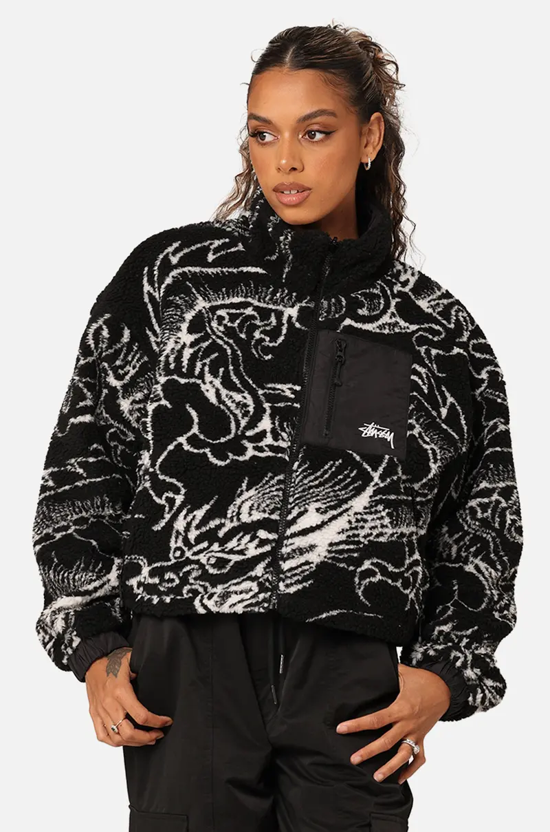 Stussy Women's Dragon Reversible Work Jacket Black 1