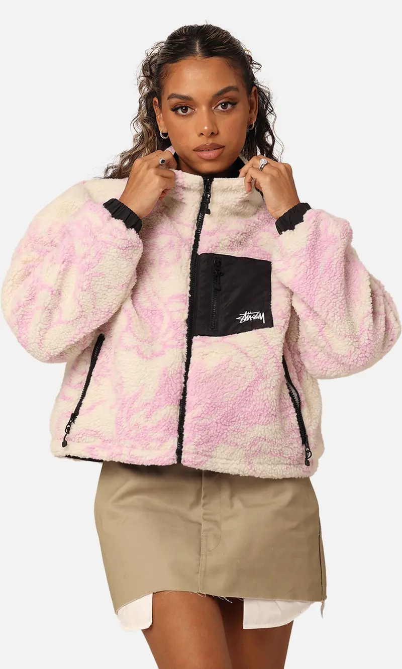 Stussy Women's Dragon Reversible Work Jacket Pink 1