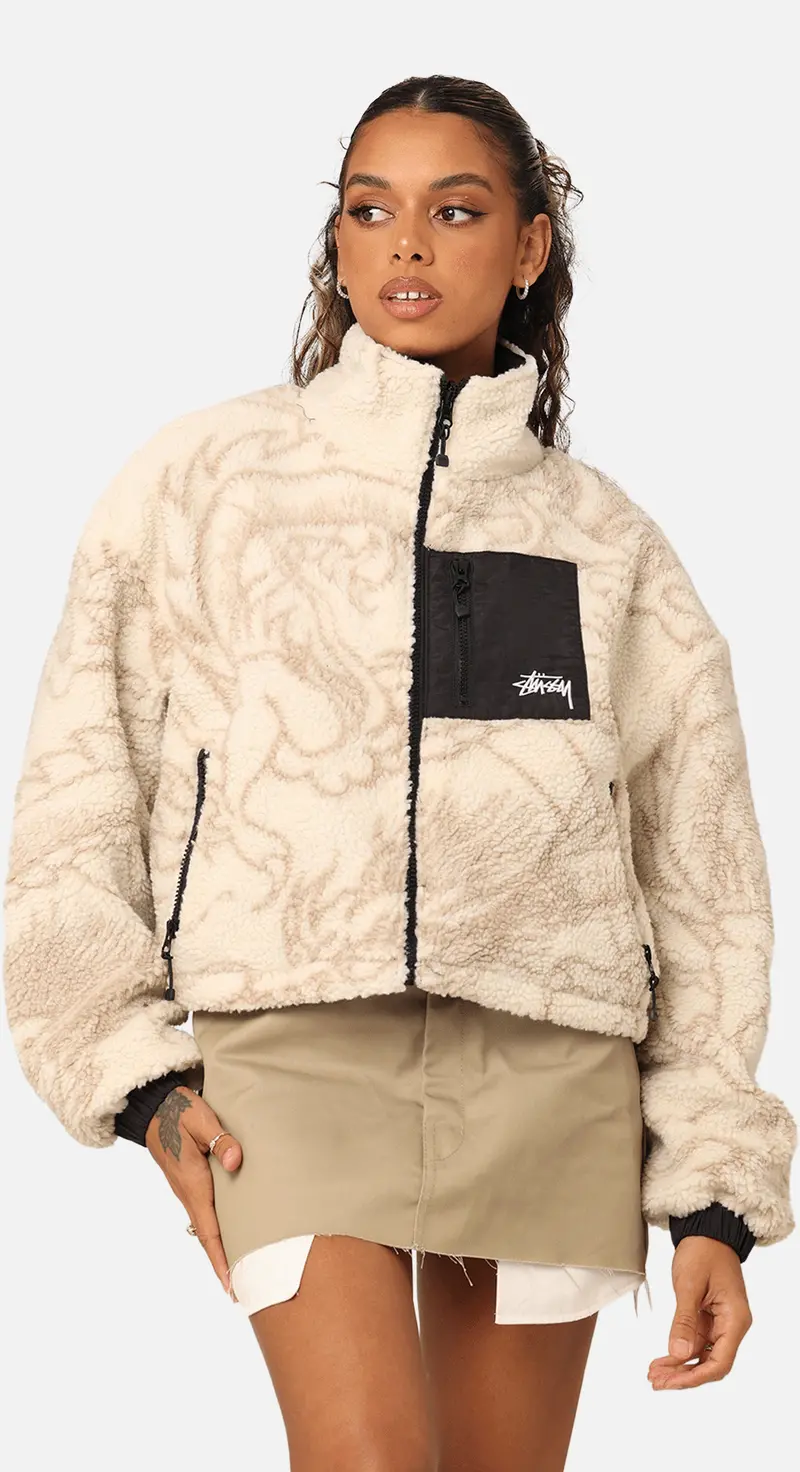 Stussy Women's Dragon Reversible Work Jacket Taupe 1