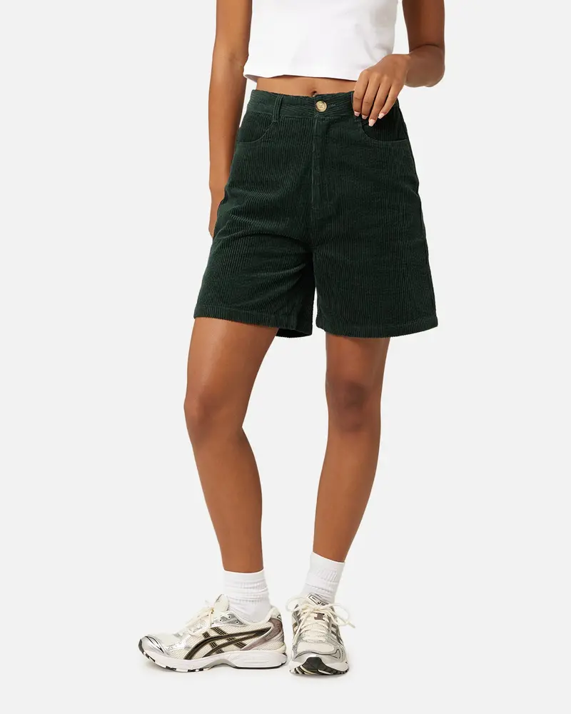 Stussy Women's Eden Corduroy Shorts Forest 1
