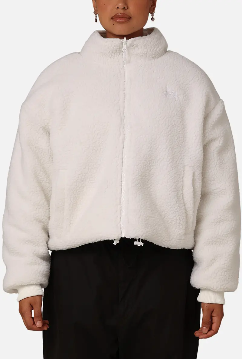 Stüssy Women's Graffiti Cropped Puffer Jacket White 1