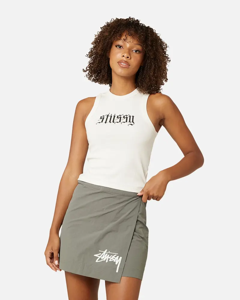 Stussy Women's Rib Tank Top Washed White 1