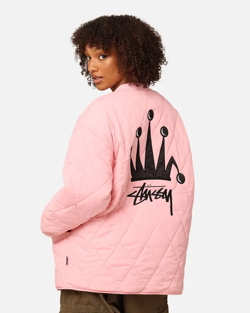 Stüssy Women's Stock Crown Quilted Jacket Pink 1