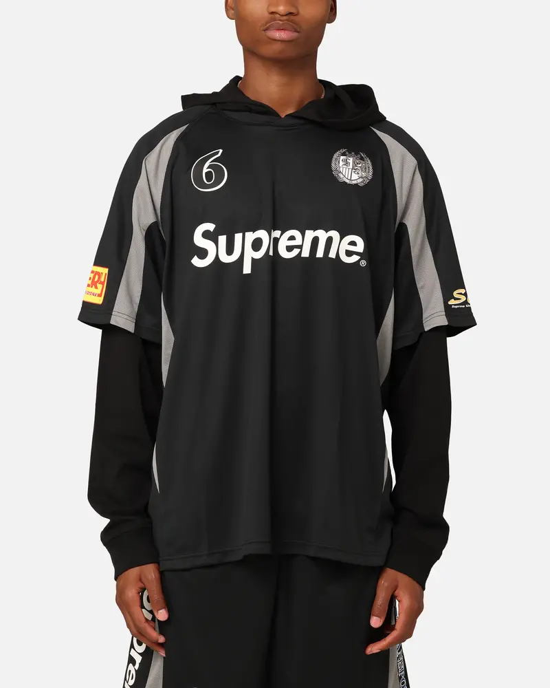 Supreme Hooded Soccer Jersey Black 1