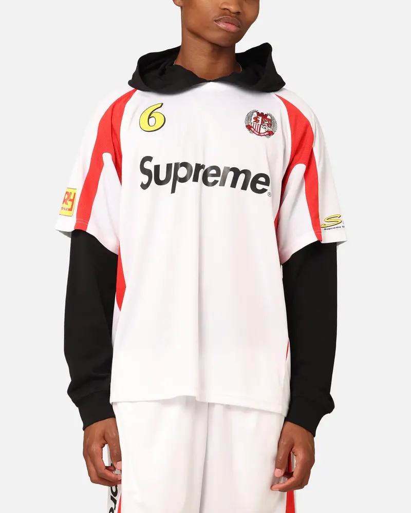 Supreme Hooded Soccer Jersey White 1