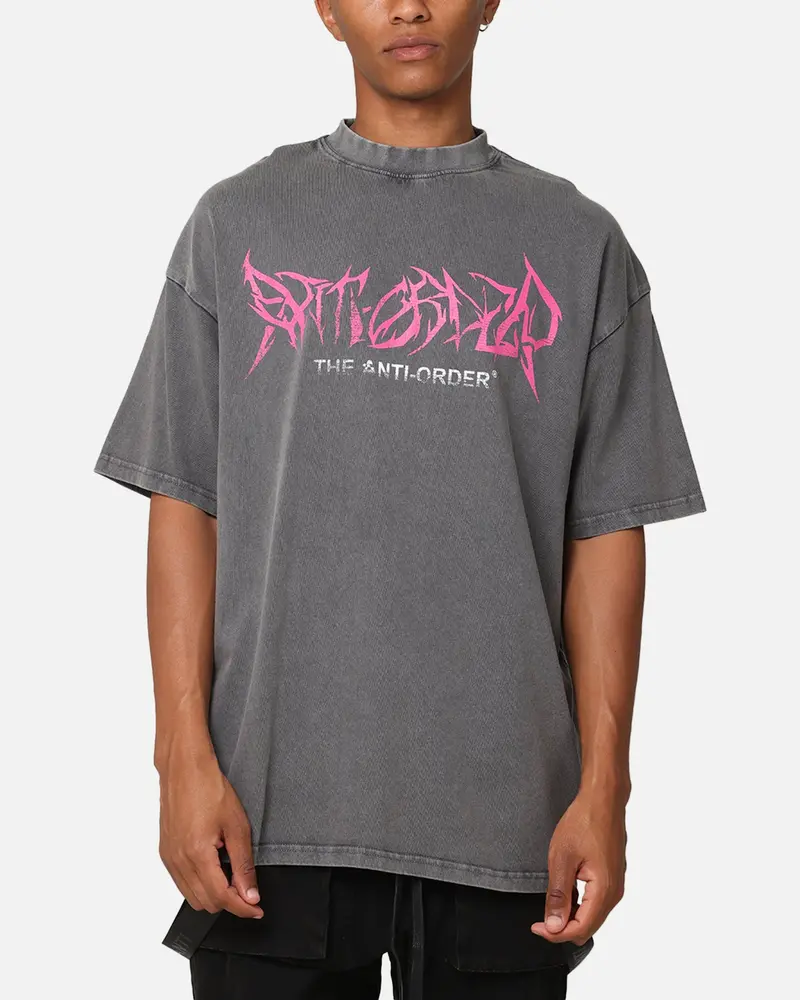 The Anti Order Ghxst Mock Neck T-Shirt Washed Charcoal 1