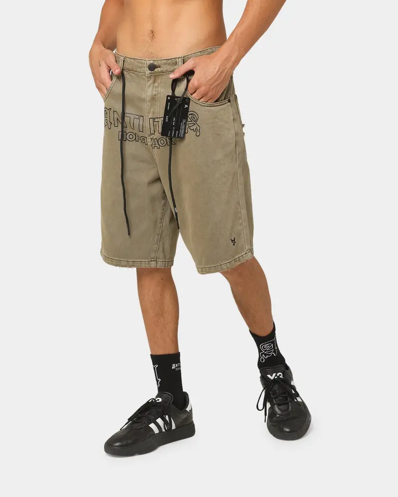 The Anti Order Military Denim Shorts Vintage Brown 1