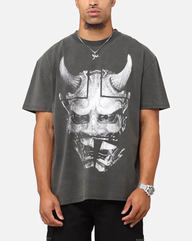 The Anti Order Oni Mask Boxy T-Shirt Black Wash 1
