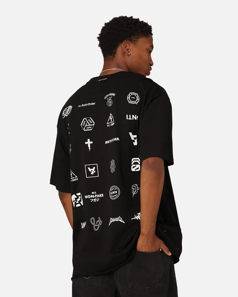 The Anti Order Stacked Logo Baggy T-Shirt Black 1