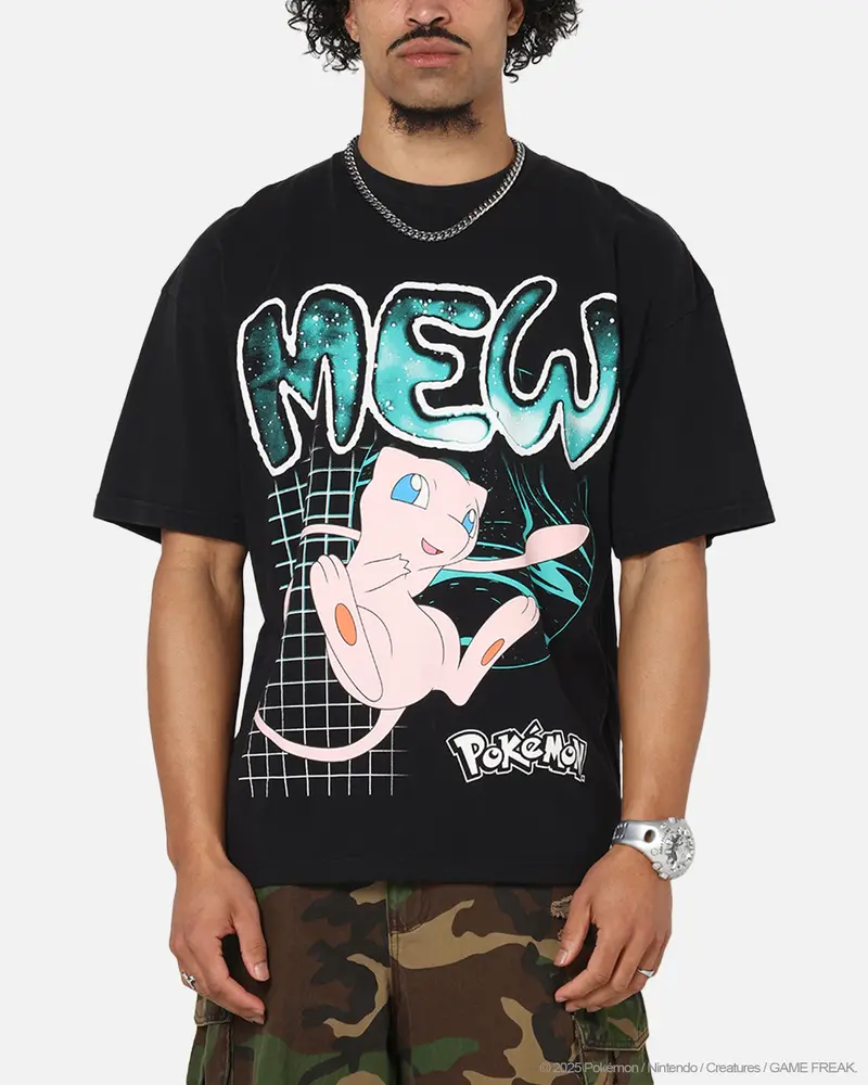 The Pokémon Collection By 73Studio Mew Vintage T-Shirt Off Black 1