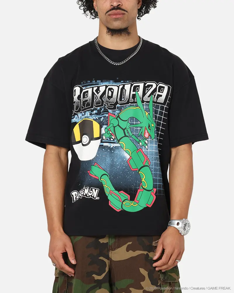 The Pokémon Collection By 73Studio Rayquaza Vintage T-Shirt Off Black 1