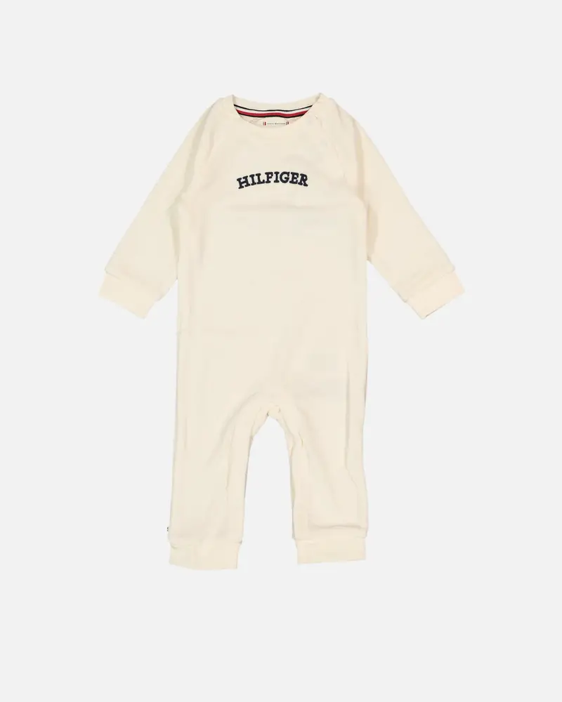 Tommy Hilfiger Infants' Baby Curved Monotype Coverall Ancient White 1