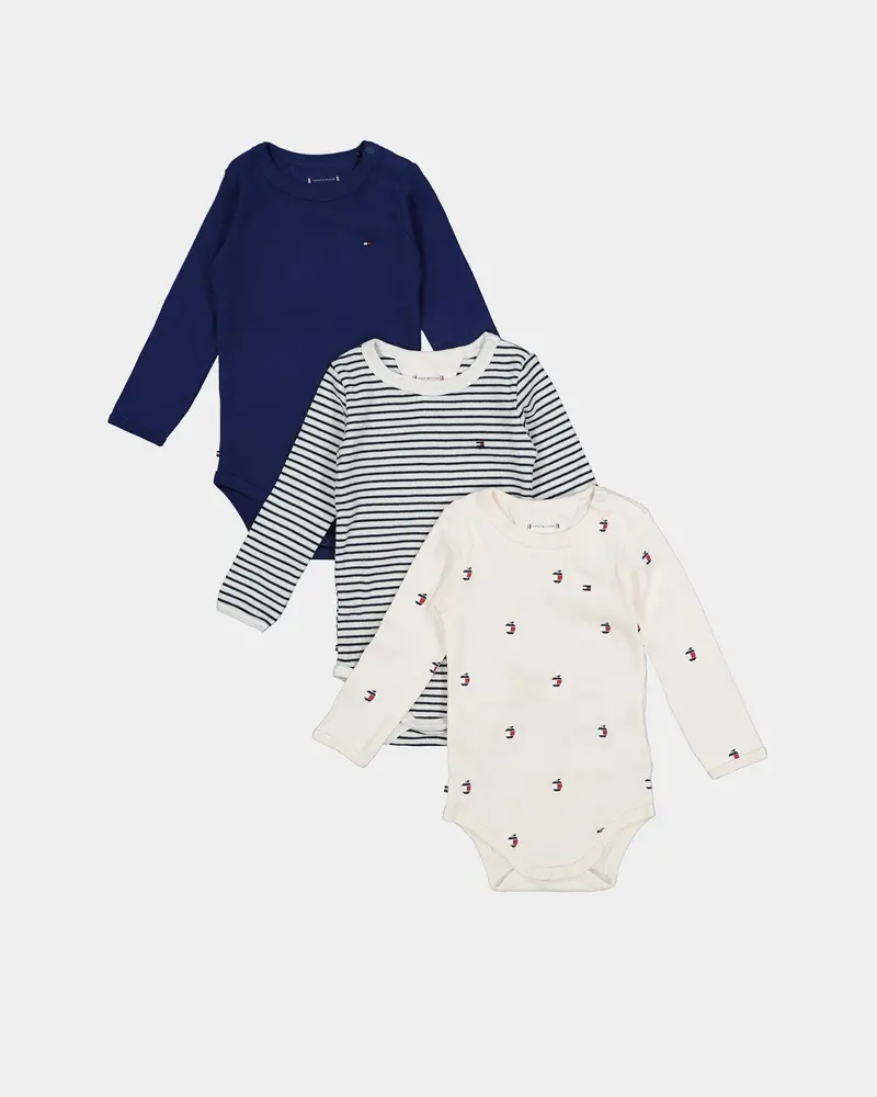 Tommy Hilfiger Infants' Bodysuit 3 Pack Giftbox Pilot Blue 1