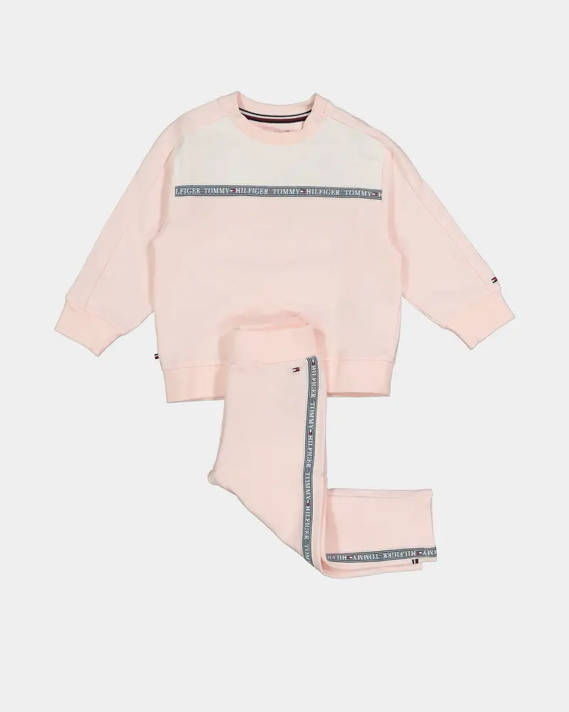 Tommy Hilfiger Kids' Baby Tape Crewneck Set Pink 1