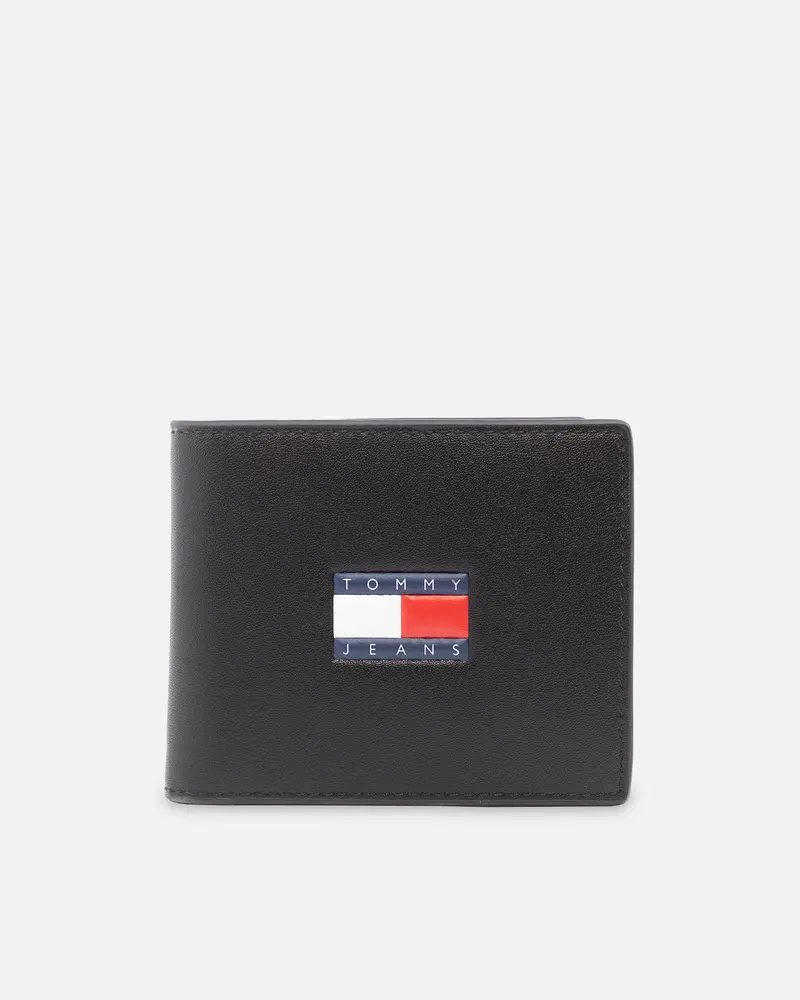 Tommy Jeans Heritage Leather Credit Card & Coin Wallet Black 1