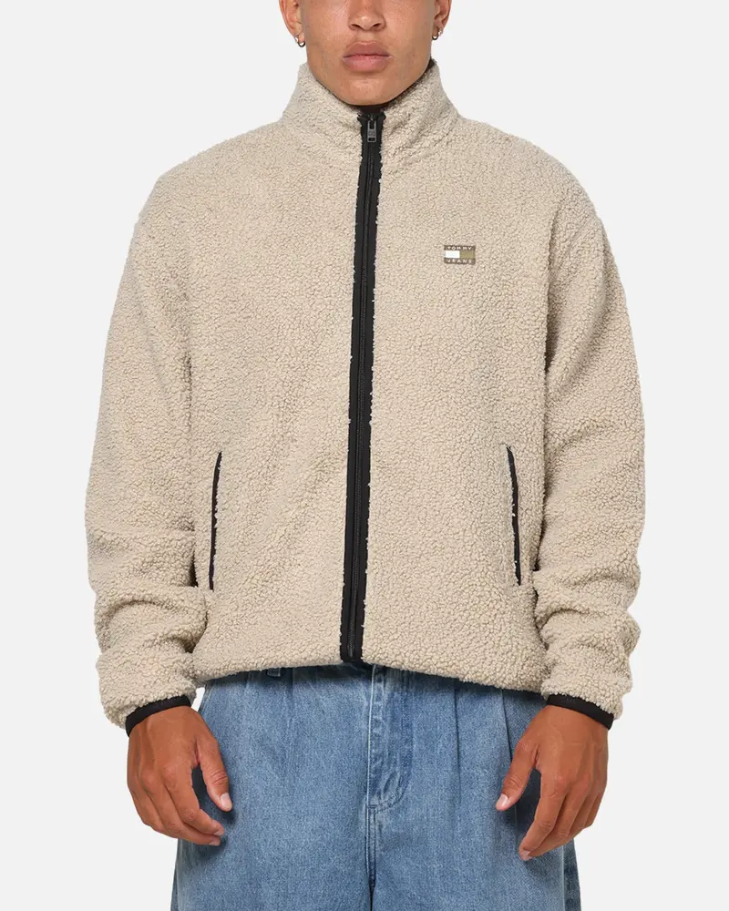Tommy Jeans Relaxed Badge Zip Through Jacket Beige 1