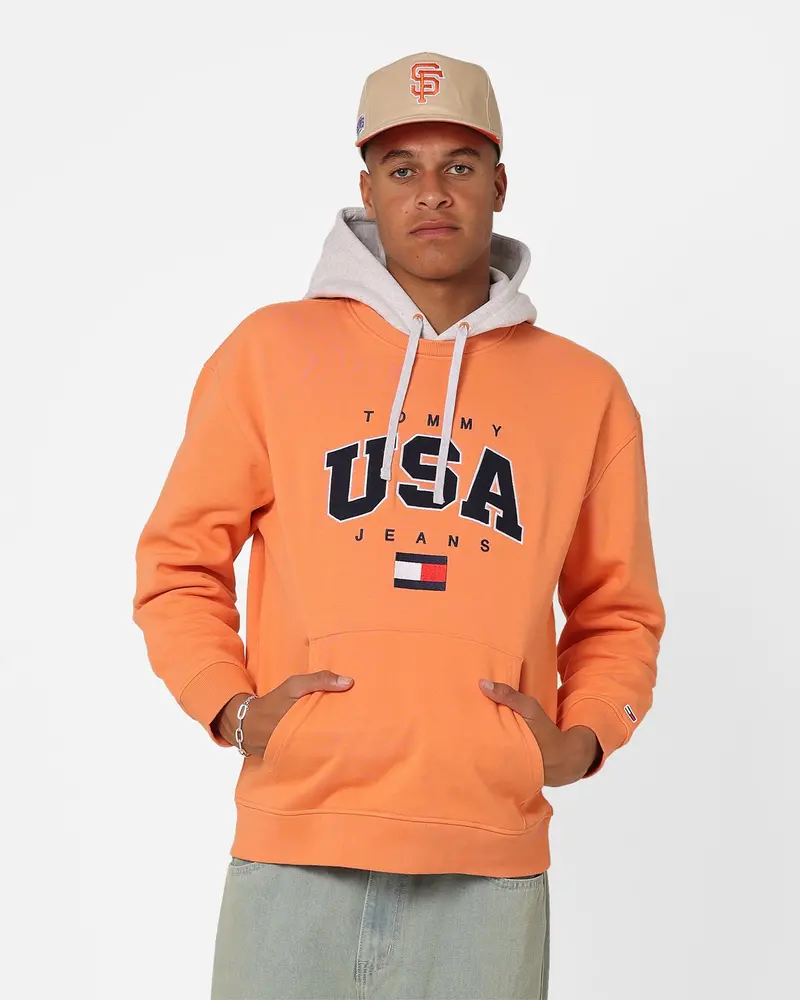 Tommy Jeans Relaxed Modern Sport Usa Hoodie Citrus Orange 1