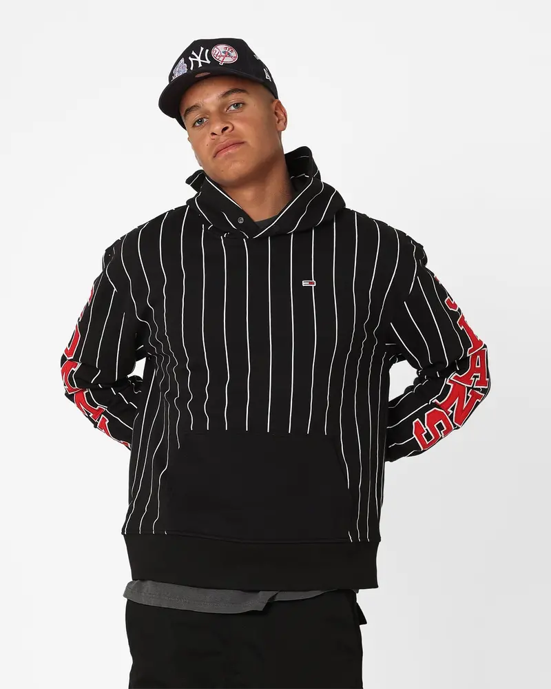 Tommy Jeans Relaxed Pinstripe Hoodie Classic Black 1