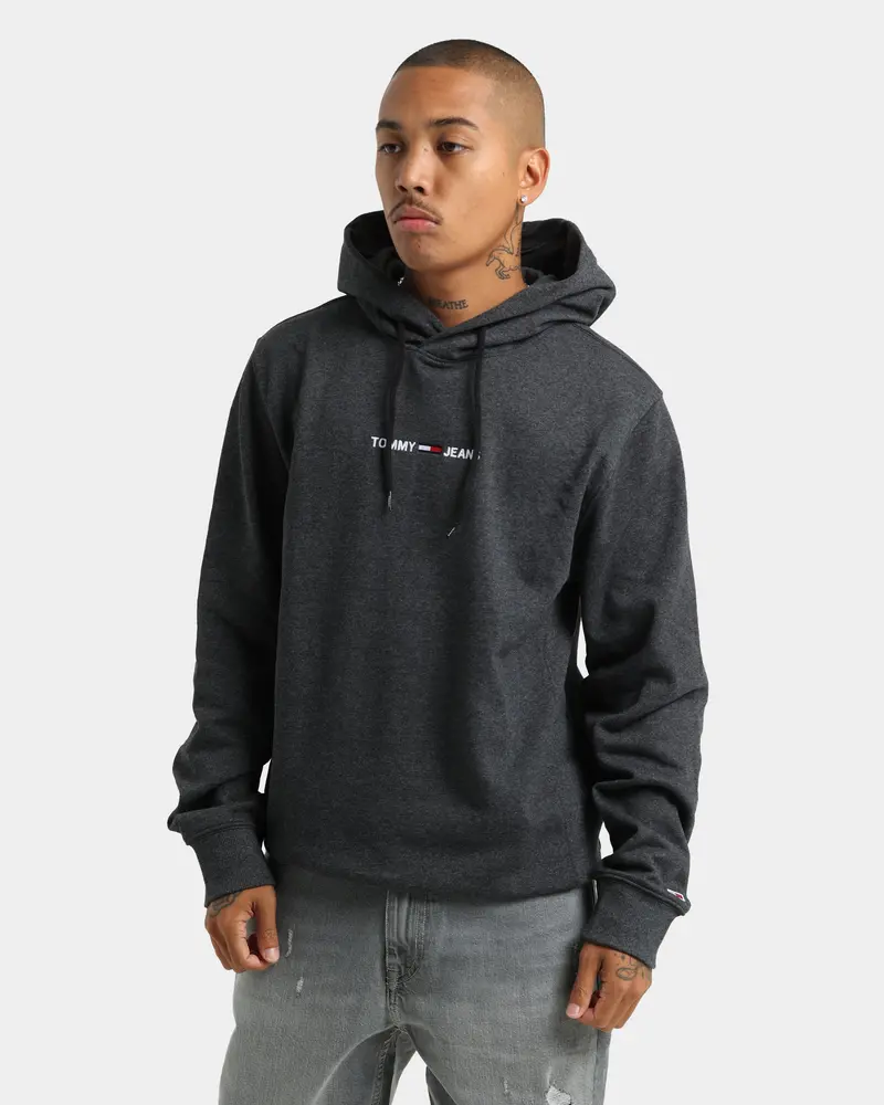 Tommy Jeans Straight Logo Hoodie Black 1